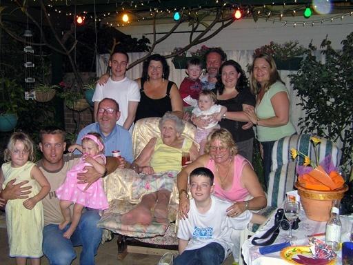 Image: a photograph of my mother and all her descendants, including Paul and myself