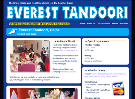 Everest Tandoori restaurant page
