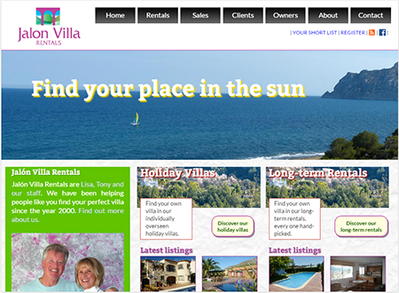 Jalon Villa Rentals home page